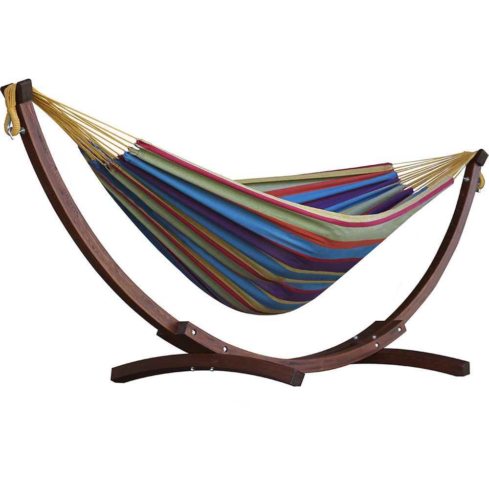 Double Cotton Hammock with Solid Pine Stand